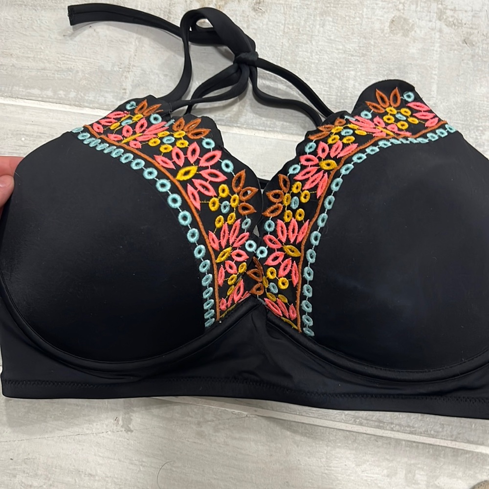Black halter bikini top, 38DD